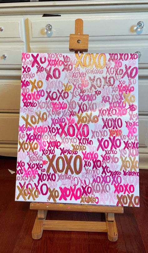 Xoxo Painting, Preppy Artwork, Bright Room, Auburn Alabama, Painting Unique, Canvas Art Projects, Bright Rooms, Cute Sets, Room Decoration