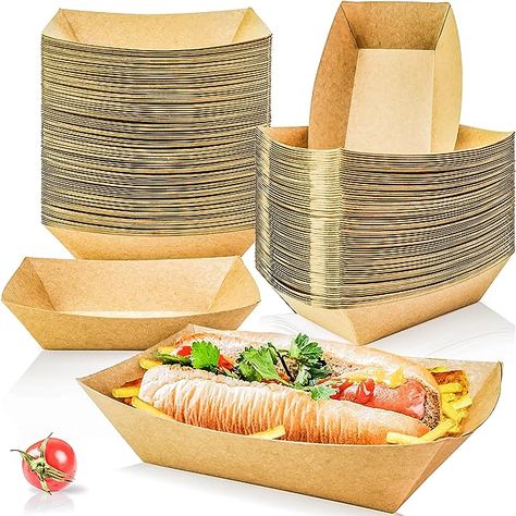 Amazon.com: MotBach 100 Pack 3lb Kraft Paper Food Trays, Heavy-Duty Paper Food Boat Disposable Serving Basket Tray for French Fries Nachos Snack Hot Dog Taco BBQ Popcorn Party Picnic Wedding Party (Brown) : Industrial & Scientific Taco Bread, Fries Nachos, Bbq Popcorn, Serving Basket, Popcorn Party, Paper Food, Small Cakes, Backyard Movie, Birthday Event