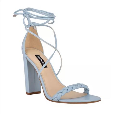 Brand New Never Worn. Light Blue 5.5 Wrap Heel. Light Blue Heels, Ankle Wrap Heels, Bleu Pastel, Wrap Heels, Wedding Prep, Blue Heels, Ankle Wrap, Aesthetic Shoes, Heeled Sandal