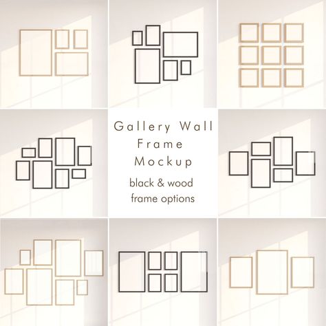 16 Gallery Wall Frame Mockup Bundle CANVA & PSD Wall Art Mock up Gallery Wall Mockup Wood Frame Mockup Digital Mockupwall Frame Mockup - Etsy Gallery Wall 6 Frames Same Size, Vertical And Horizontal Pictures On Wall, 5 Picture Gallery Wall, Frame Layouts For Walls, 6 Picture Gallery Wall, Multiple Frames On Wall Ideas, Gallery Wall Size Guide, Photo Wall Collage Ideas Layout, Small Gallery Wall Ideas