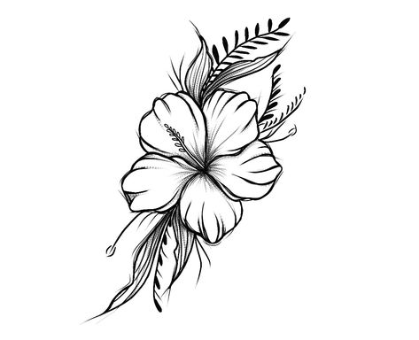 Hibiscus Memorial Tattoo, Moana Flower Tattoo, Hibiscus And Sunflower Tattoo, Lehua Flower Tattoo, Hibiscus Flower Tattoo Stencil, Hibiscus Tattoo Stencil, Hawaiian Plumeria Tattoo, Hawaii Flower Tattoos, Nature Surrealism