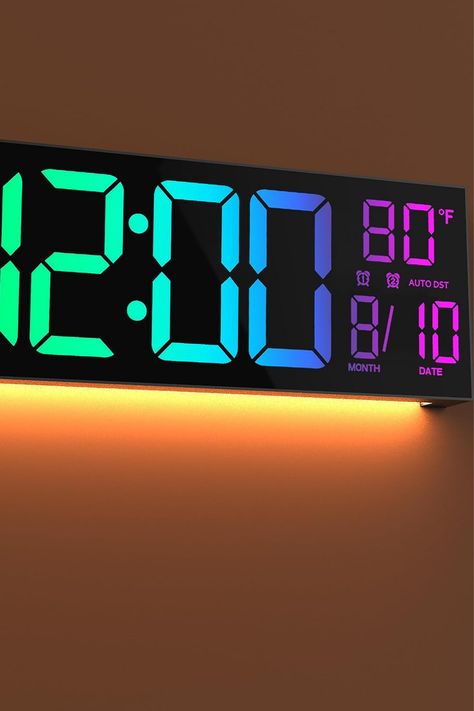 ALL 16" Large Digital Wall Clock with Remote Control, Dual Alarm with Big LED Screen Dispaly, 8 RGB Colors, Auto DST, Temperature for Living Room, Bedroom, Decor, Gift for Elderly (Black, 16 inches) 5:30 Am Alarm Clock Aesthetic, Big Digital Clock, Bedroom Desk Decor, Led Digital Clock, 6:30 Am Clock Digital, Large Digital Wall Clock, Dogital Alarm Clock, Gifts For Elderly, Digital Wall Clock