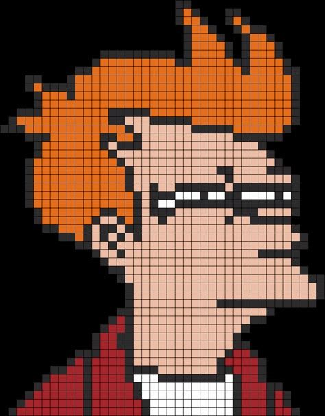 Futurama Fry  Perler Bead Pattern / Bead Sprite Pixel Art Templates Pattern, Funny Pixel Art, Image Pixel Art, Modele Pixel Art, Easy Pixel Art, Pixel Art Templates, Perler Art, 8bit Art, Pixel Crochet