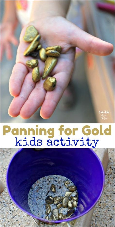 Panning for Gold Activity - Kids will make their own "gold" and then sift to find their treasure. Wild West Activities, Wild West Crafts, Summer Camp Themes, Wild West Theme, Summer Camp Activities, Panning For Gold, Western Crafts, Wilde Westen, Classroom Activity