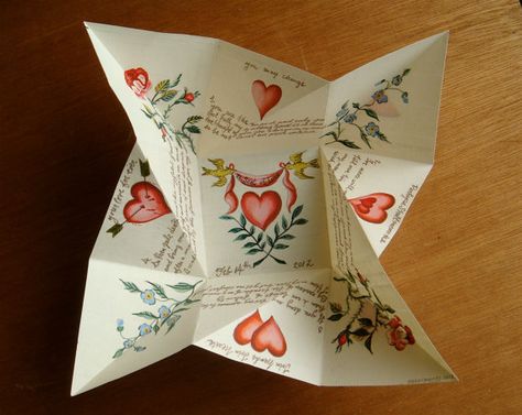 Pen and Ink Victorian Puzzle Purse Valentines Day by steelbrush, Victorian Puzzle Purse, Puzzle Purse, Valentines Puzzles, Victorian Valentines, Desain Editorial, Folding Origami, 카드 디자인, Love Token, Vintage Valentines