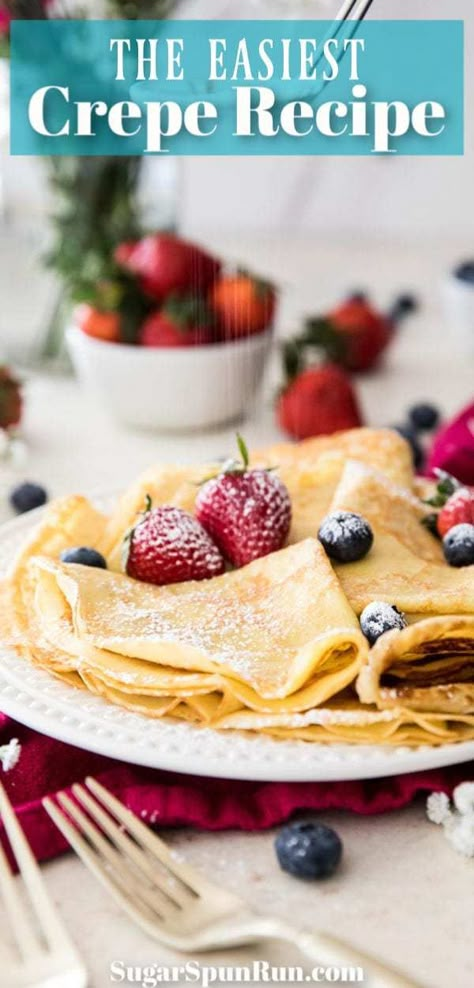 Crepes With Pancake Mix, Crepes Recipe Breakfast, Crêpe Recipe, Breakfast Strawberry, Sweet Crepes Recipe, Homemade Crepes, Easy Crepe Recipe, Strawberry Crepes, Crepes Recipe