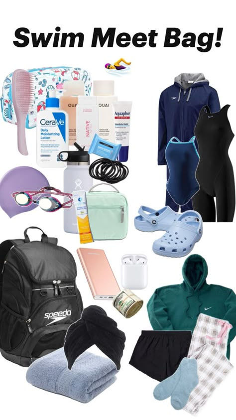 What to bring to a big meet! These are just the essentials you can bring nothing you want ❤️ Competitive Swimming Pictures, Swimming Drills, Swimming Funny, Swimming Motivation, Swimming Memes, Swimming Pictures, Swimming World, Swimming Outfits, Swimmers Life