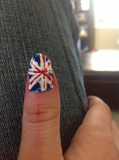 A British flag makes a cute accent nail. Accent Nail, British Flag, Accent Nails, Class Ring, Flag, Nails