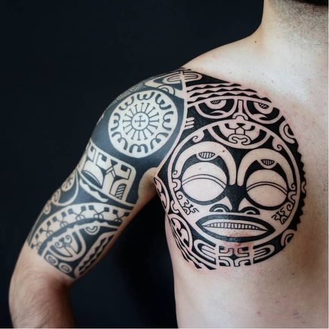 Tattoo by Dmitry Babakhin #DmitryBabakhin #tribaltattoos #tribaltattooing #tribal #ancient #blackwork #pattern #linework #dotwork #shapes #abstract Tato Maori, Mangas Tattoo, Filipino Tattoos, Scale Tattoo, Marquesan Tattoos, Samoan Tattoo, Gaming Tattoo, Best Sleeve Tattoos, Body Modification