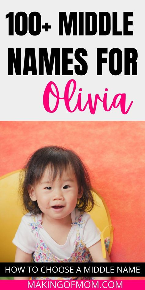 Looking for the perfect middle names for Olivia? Here are over 150 beautiful options that sound perfect for your newborn baby girl. Nickname Ideas, Olivia Emily, Olivia Bee, Middle Names For Girls, Olivia Jade, Middle Names, Olivia Grace, Cute Nicknames, Name Suggestions