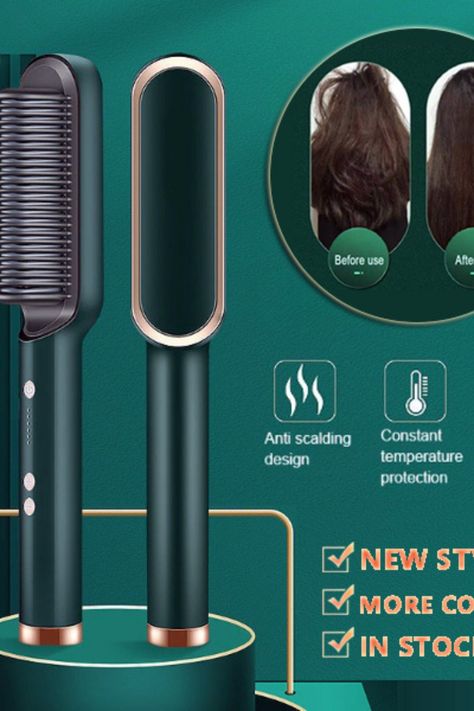 New 2 In 1 Hair Straightener Hot Comb Negative Ion Curling Tong Dual-purpose Electric Hair Brush Samsung Family Hub Fridge, Hot Comb, Electric Hair Brush, Straightening Comb, Electric Brush, Hair Pulling, Electric Hair, Styling Comb, One Hair