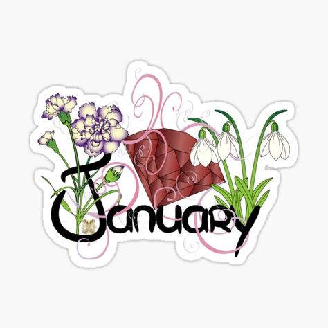 "January" Sticker by OrangeEden | Redbubble January Stickers, Bullet Stickers, Sticker Inspo, Stickers Journal, Digital Gifts, Digital Gift Card, Winter Holidays, Planner Stickers, Top Artists