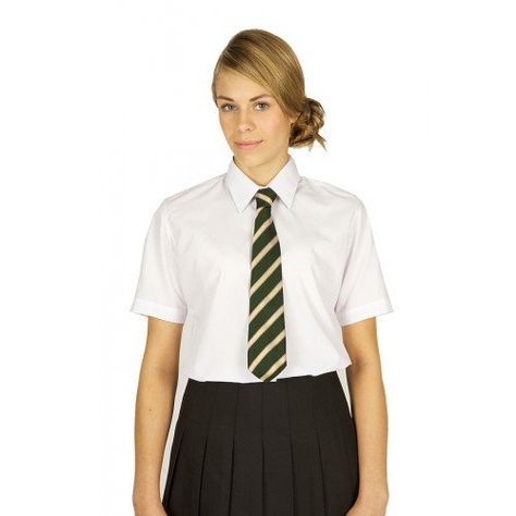 S/S School Blouse White - pack of 2 blouses - art no 7076 #tops #blouses #shirts #tshirts #trendinginunitedkingdom #womensfashion #fashion #sponsored School Blouse, School Jersey, Teaching Boys, Women Wearing Ties, Girls Sportswear, School Uniform Outfits, School Skirt, School Wear, Corporate Wear