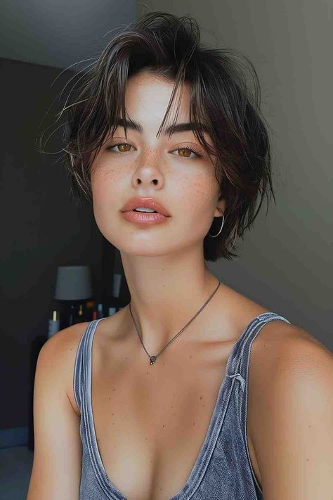 The Best Bob Haircuts & Hairstyles of 2024 Short Hair European Style, Boyfriend Haircut For Women, Short Haircuts Women 2024, Boyfriend Bob Hair, Boyfriend Bob Haircut, Pixie Haircut Round Face, Chopped Bob Haircut, Bixie 90s Haircut, Super Short Bob