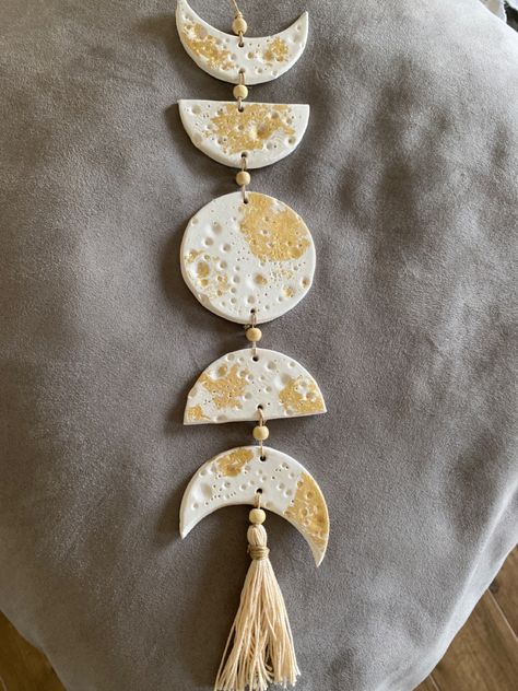 #moon #moonphases #art #handmade #magic #design #aesthetic #decor #decoration #art Polymer Clay Moon Phases, Moon Clay Art, Clay Dream Catcher, Moon Ceramics, Crystal Suncatchers Diy, Wall Charm, Diy Earrings Polymer Clay, Ceramic Wall Decor, Craft Stalls