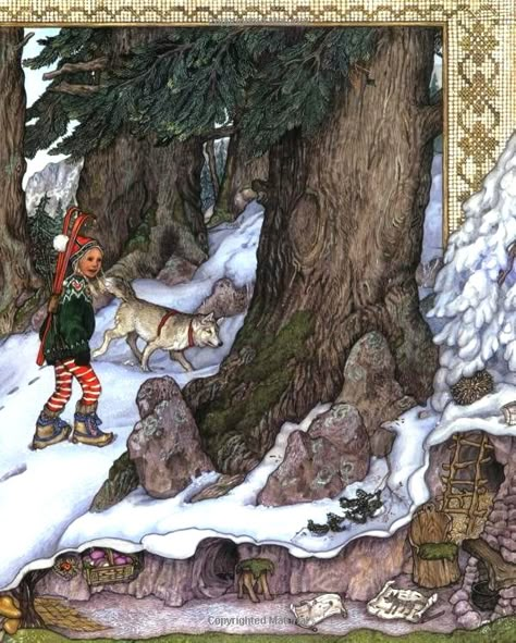 Jan Brett ~ Trouble with Trolls Jan Brett, Winter Illustration, Childrens Books Illustrations, Fairytale Art, Book Illustrations, Snow Queen, Folk Tales, Childrens Illustrations, Children's Book Illustration