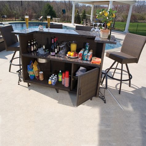 I like the thought of it having a chair rail at the bottom of it! Portable Bar Ideas, Portable Outdoor Bar, Bar Furniture For Sale, Patio Bars, Home Bar Areas, Bar Exterior, Outdoor Patio Bar, Bar Sets, Outdoor Bar Sets