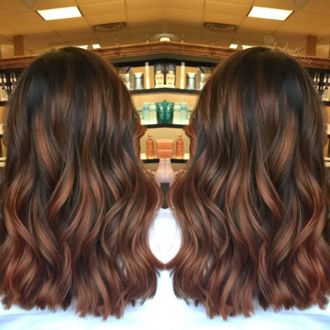 Cinnamon spice balayage Brown Balayage Cinnamon, Brown Hair With Cinnamon Balayage, Cinnamon Brown Hair Color Balayage, Brown Hair Balayage Cinnamon, Cinnamon Balayage Hair, Brunette Hair With Cinnamon Highlights, Balayage Hair Cinnamon, Simple Changes For Brown Hair, Cinnamon Spice Highlights