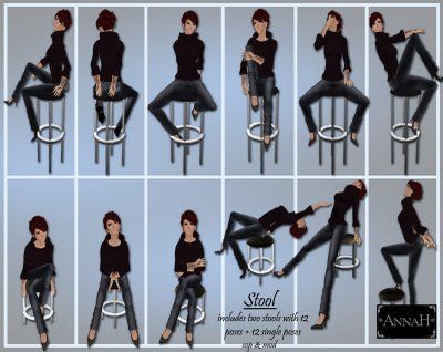 Stool Poses - top row, second from the left. We will do a similar back turned pose so your bare back is shown Stool Shoot Ideas, Stool Chair Photoshoot, Poses With Stool Photo Ideas, Bar Stool Poses Photography, Bar Stool Photoshoot Ideas, Photoshoot Stool Posing Ideas, Bar Pose Reference, Stool Poses Women, Poses With Stool