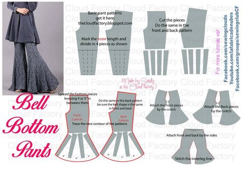 Diy Bell Bottom Pants, How To Sew Bell Bottom Pants, How To Make Bell Bottoms, Bell Bottom Sewing Pattern, Bell Bottoms Sewing Pattern, Baby Bell Bottoms Pattern, Bell Pants Pattern, Bell Bottom Pattern, Bell Bottoms Pattern