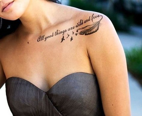 75+ Unique Collar Bone Tattoos - NiceStyles Bohemian Quotes, Clavicle Tattoo, Bohemian Tattoo, Inspiring Quote Tattoos, Wanderlust Tattoo, Bone Tattoos, Tattoo Quotes For Women, Inspiration Tattoos, Collar Bone Tattoo