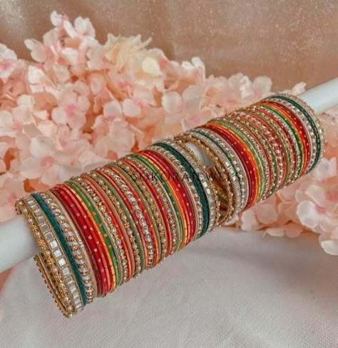 Bangle Aesthetic, Bangles Aesthetic, Jewellery Bangles, Silk Thread Bangles Design, Wedding Jewelry Sets Bridal Jewellery, Thread Bangles Design, Bridal Chura, Colorful Bangles, Indian Bridal Jewelry Sets