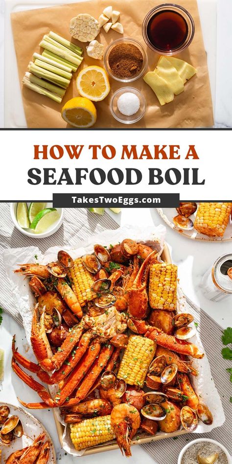 Vietnamese Cajun Seafood Boil, Vietnamese Seafood Boil, New Orleans Seafood Boil, Crab Leg Boil Stove Top, Viet Cajun Seafood Boil, Homemade Seafood Boil, Crab And Shrimp Boil, Clam Boil, Crab Legs Boil