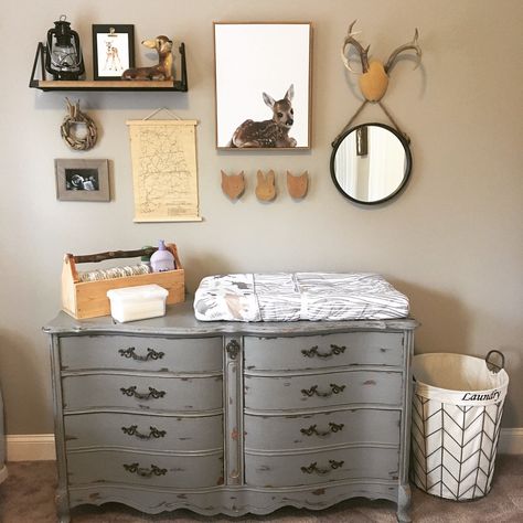 Western Woodland Nursery, Baby Boy Deer Nursery, Boy Nursery Hunting Theme, Camo Nursery Ideas, Elk Nursery, Deer Nursery Ideas Boy, Deer Nursery Ideas, Deer Nursery Boy, Deer Theme Nursery