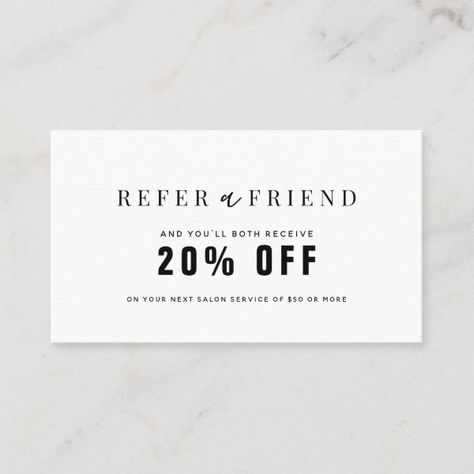 Friend Referral, Art Business Cards, Buisness Cards, Hair Business Cards, Business Cards Simple, Stylist Business Cards, Referral Cards, Hairstylist Business Cards, Salon Business Cards