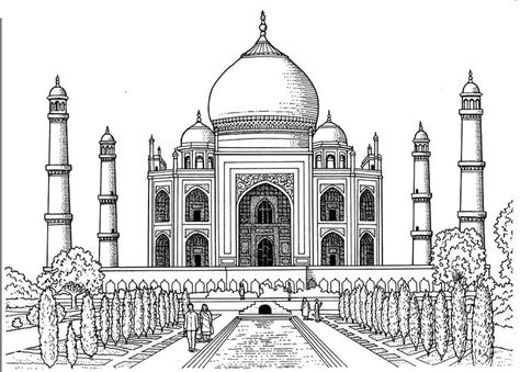 Pin for Later: 50 Printable Adult Coloring Pages That Will Make You Feel Like a Kid Again  Get the coloring page: Taj Mahal Taj Mahal Sketch, Taj Mahal Drawing, Taj Mahal Art, Tac Mahal, تاج محل, Taj Mahal India, Arsitektur Masjid, Seni 2d, Adult Colouring Pages