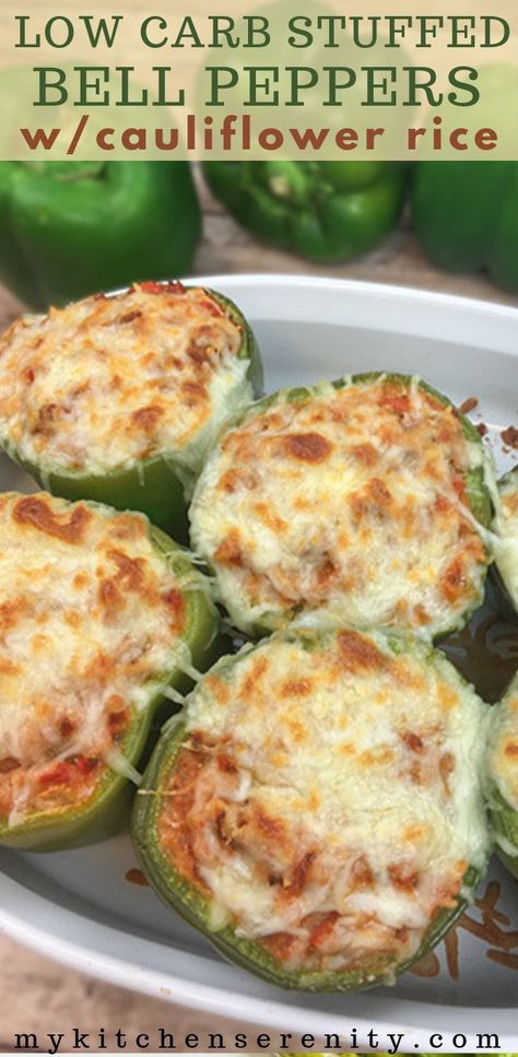 Low Carb Stuffed Bell Peppers, Keto Stuffed Bell Peppers, Stuffed Bell Peppers Ground Beef, Fajita Chicken, Keto Stuffed Peppers, Low Carb Low Fat Recipes, Cauliflower Rice Recipes, Bell Pepper Recipes, Chicken Bake