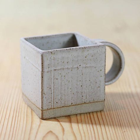 square mug 01 Square Pottery Mugs, Square Pottery Ideas, Square Mugs, Ceramics Mugs, Ceramic Square, Cup Plate, Ice Cooler, Egg Holder, Funny Mug