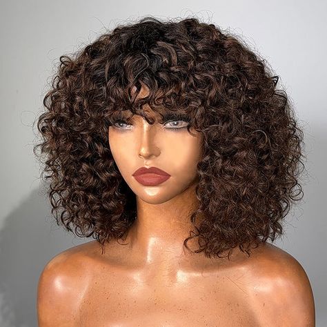 Short Curly Wigs Hairstyles, Luvme Hair Wigs Curly, Fringe Wigs, Fringe Wig, Short Curly Wig With Bangs, Curly Bob Human Hair Wig, 10inch Bob Wig Curly, Brown Curly Bob Wig, 12 Inch Hair