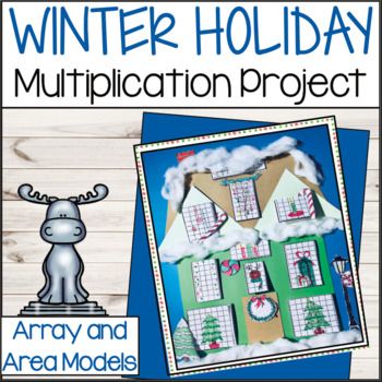 Christmas or Winter math activities that combine math with a craft project make learning fun! Create Christmas, Winter Wonderland or Gingerbread houses to connect arrays and area models to multiplication equations and word problems. Easy to differentiate by choosing either the single-digit or double... Math Projects 3rd Grade, Christmas Multiplication Craft, New Years 3rd Grade Activities, Multiplication Christmas Activities, 3rd Grade Christmas Activities, 4th Grade Math Projects, 3rd Grade Christmas Crafts, 4th Grade Christmas Crafts, Math Christmas Activities