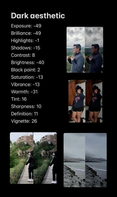 Filter Pictures Photo Editing, Best Aesthetic Instagram Filters, Aesthetic Edit For Instagram, Filter For Dark Photos, Phone Photo Editing Dark, How To Edit Dark Photos Lightroom, How To Do Dark Aesthetic Edit, Camera Filters Iphone Dark, Photo Edit Dark Aesthetic