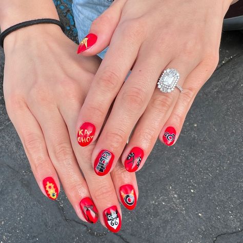 Cars nails were my dream so I can die happy now🤭😅 check out my plan and my terrible hand drawings hahaha #carsnails #disneynails #luminarynailsystems #handpaintednailart #utahnails Cars Nail Art, Lightning Mcqueen Nails, Cars Nails, Lightning Mcqueen And Sally, Mcqueen And Sally, Sally Nails, Themed Nails, Hand Drawings, Painted Nail Art