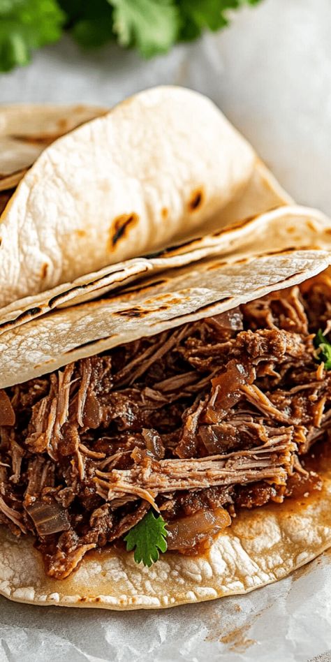 Slow Cooker Shredded Beef Tacos – Chasety Beef Short Ribs Tacos, Beef Chuck Roast Tacos, Stew Meat Tacos, Shredded Beef Quesadillas, Taco Shredded Beef, Shredded Beef For Tacos, Roast Beef Tacos, Crockpot Shredded Beef, Slow Cooker Shredded Beef