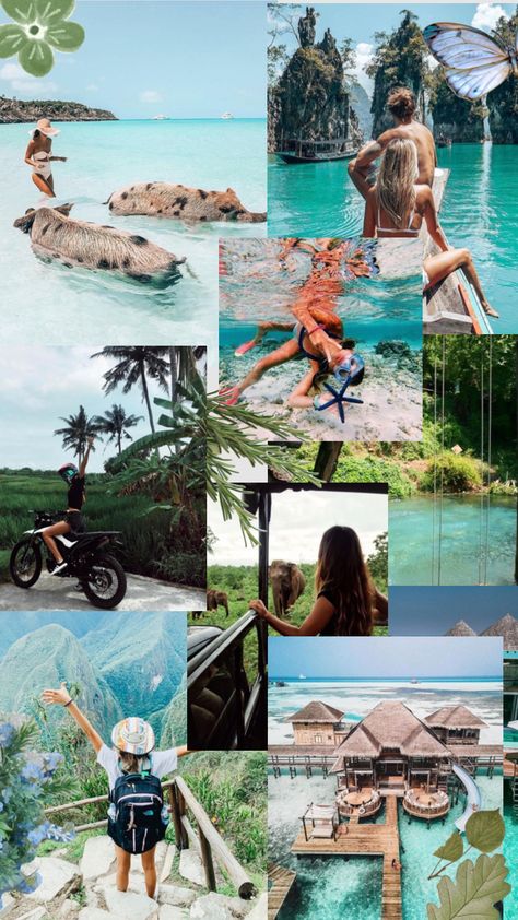 Trip Collage, Vacation Collage, Friends Collage, Travel Collage, Magazine Collage, Tropical Travel, Travel Inspiration Destinations, Mountain Retreat, My Year