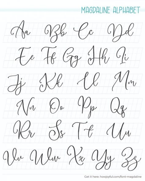 Check out this post with a free worksheet of 30 different calligraphy and lettering alphabets for you to develop your own style #calligraphy #lettering #calligraphybeginners Calligraphy Fonts Alphabet, Fonts Handwriting Alphabet, Lettering Styles Alphabet, Hand Lettering Worksheet, Lettering Guide, Writing Fonts, Hand Lettering Practice, Hand Lettering Art, Hand Lettering Fonts