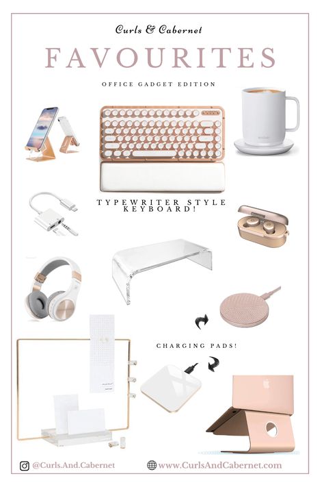 Personal Office Decor At Work, Chic Desk Organization, Girlie Office Decor Work Spaces, Bedroom Office Desk Ideas, Office Decor Aesthetic Woman, Chic Office Wall Decor, Women’s Desk Ideas, Women’s Desk Decor, Gifts For An Office Desk