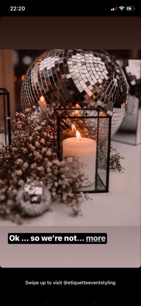 Wedding Centerpieces Disco Ball, Disco Ball Wedding Decor Table, Wedding Table Centerpieces Disco Ball, Disco Ball Wedding Centrepiece, Disco Ball Wedding Reception, Reception Disco Ball, Disco Ball Centerpiece Ideas, Farmhouse Wedding Table, Disco Balls