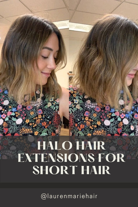 How short is too short for halo extensions? What is the shortest length halo option? Can you wear a long halo with short natural hair? This blog article answers all these questions and more when it comes to wearing halo hair extensions for short hair Halo Short Hair, Blending Halo Extensions With Short Hair, Halo Extensions Before And After, How To Wear Halo Hair Extensions, Halo Extensions Short Hair, Halo Hair Extensions For Short Hair, Extension On Short Hair, Halo Hair Extensions Styles, Hairstyles With Halo Extensions