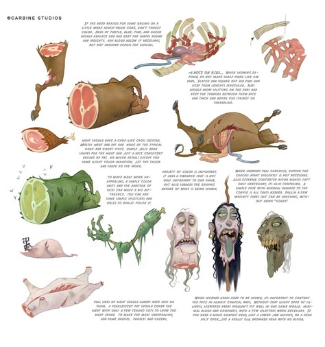 Rotting Drawing Reference, How To Draw Flesh Gore, Rotting Reference, How To Draw Rotting Flesh, Rotting Flesh Reference, How To Draw Flesh, Zombie Design Concept Art, How To Draw Gore, Gut Spill Art