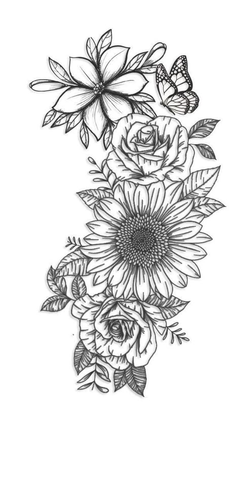 Floral Hip Tattoo, Flower Hip Tattoos, Hip Tattoo Designs, Sunflower Tattoo Sleeve, Floral Thigh Tattoos, Hip Thigh Tattoos, Hip Tattoos Women, Floral Tattoo Sleeve, Flower Tattoo Sleeve