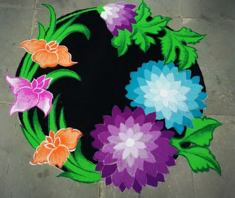 Floral Diwali Rangoli!! 3d Flower Rangoli Designs, 3d Rangoli Designs Diwali, 3d Rangoli Designs, Welcome Rangoli, 3d Rangoli, Colour Rangoli, Rangoli Designs For Competition, Easy Rangoli Designs Videos, Rangoli Designs Simple Diwali