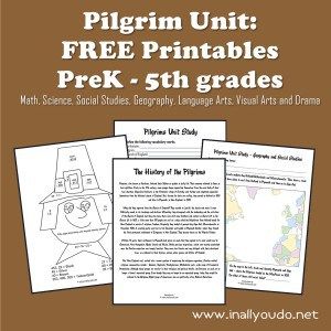 Free Pilgrim Unit Study and Printables (Pre-K - 5th Grade) Thanksgiving Homeschool, Thanksgiving Unit Study, Homeschool Thanksgiving, American History Homeschool, Homeschool Holidays, Thanksgiving Lessons, Thanksgiving School, Study Printables, Homeschool Social Studies