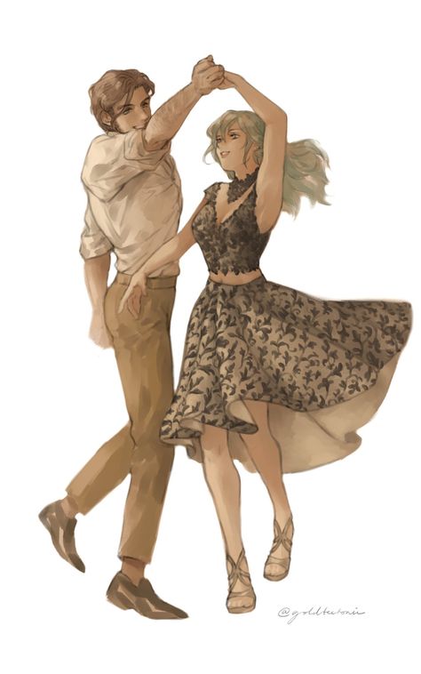 Dancing Drawing Reference, Couple Dancing Drawing, Dancing Pose Reference, Dancing Poses Drawing, Dancing Drawing, Dancing Poses, Dancing Pose, Golden Deer, Dancing Art