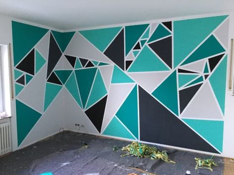 Geometric Wall Paint, Wall Paint Patterns, Diy Wall Painting, Room Wall Painting, Bedroom Wall Designs, Bedroom Wall Paint, Wall Paint Designs, Bedroom Paint, Geometric Wall