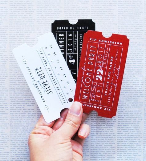 Ticket Escort Card / Ticket Place Card for Theater Movie or Prom Themes, Carnival Wedding, Prom Decor, Ticket Design, 카드 디자인, Welcome Party, Graphic Design Fonts, Graphic Wallpaper, Welcome To The Party