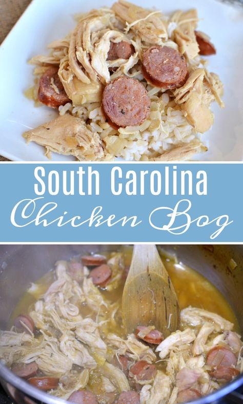 Slow Cooker Chicken Bog, Rice With Onion Soup, Chicken Bog Recipe, Chicken Sausage And Rice, Carolina Recipes, South Carolina Food, Chicken Bog, Sausage And Rice, Cornish Hen Recipe